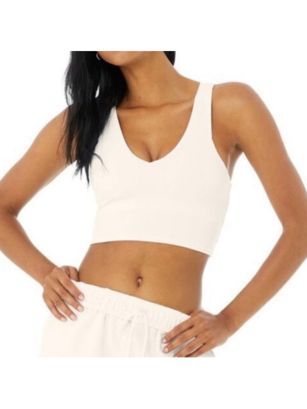 ALO Yoga V-Neck Stretch Sports Tank - Off-White